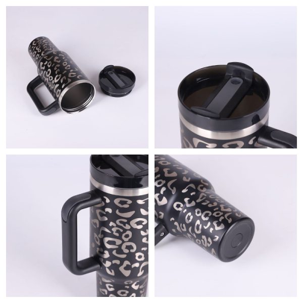 40 Oz Stainless Steel Tumbler with Handle & Straw - Image 4