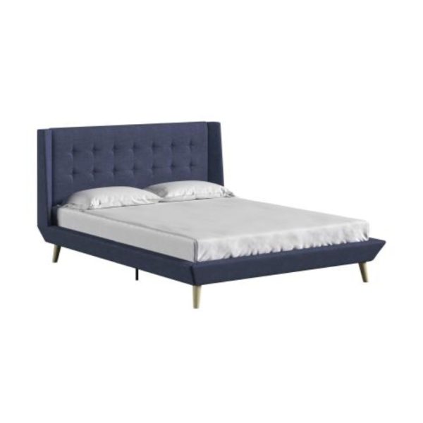 Aliyah Wingback Upholstered Bed — Queen, Blue/Navy (No Box Spring) - Image 5