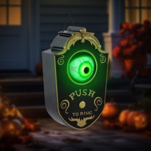 HOMCOM 7.1" Eyeball Doorbell — Motion/Sound Activated Halloween Prop