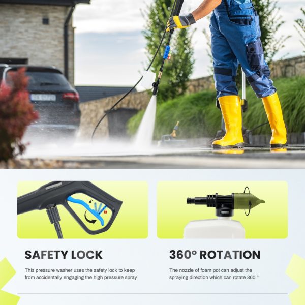 Electric Pressure Washer, High Pressure Cleaning Machine With Foam Cannon, 2.0 GPM Power Washer - Image 10