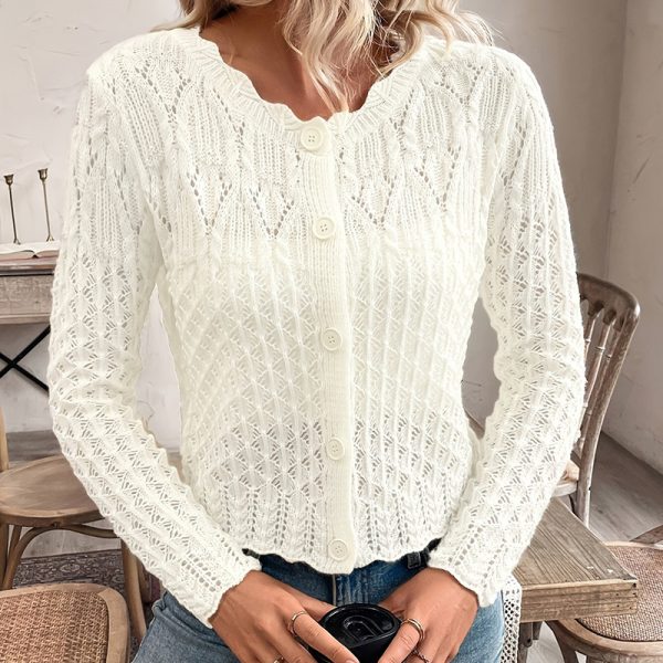 Airy Openwork Round-Neck Cardigan — Button Front, Spring/Summer (S–XL) - Image 2