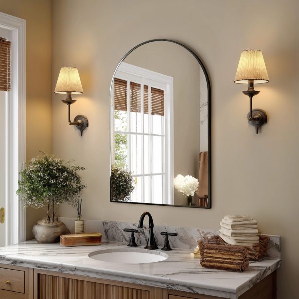 Arched Metal-Frame Wall Mirror — 30″×20″, Black or Gold (Bathroom/Entryway) - Image 8