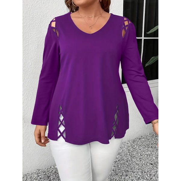 Curvy Criss-Cross V-Neck Tunic — Long Sleeve, Soft Stretch (1X–5X) - Image 6