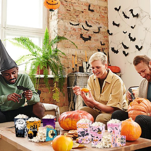 Halloween Popcorn Boxes In 3 Designs. Halloween Party Supplies In 3 Styles, 4 Of Each Style, 12 In Total - Image 8