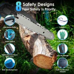 2-in-1 Cordless Pole Saw & Mini Chainsaw — 8″ Bar, 21V, 2×3.0Ah, Up to 15-ft Reach