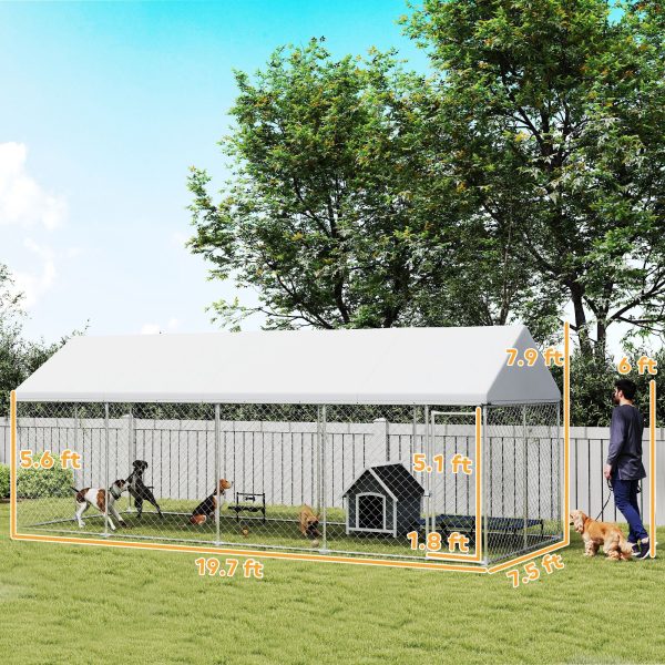 Heavy-Duty Chain-Link Dog Kennel w/ Roof — 19.7′ × 7.5′ × 7.9′ - Image 4