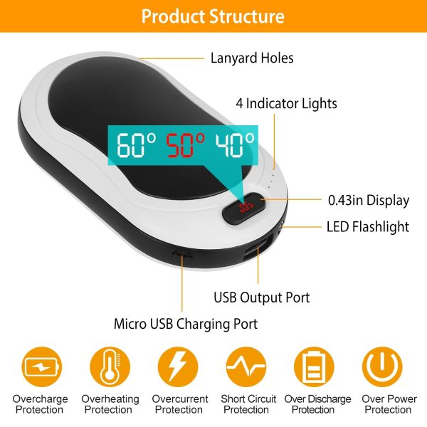 10,000mAh Pocket Hand Warmer & Power Bank — Double-Sided Heat, 3 Temps, LED + Vibration - Image 6