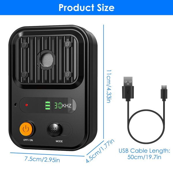 Rechargeable Ultrasonic Bark Control — 3-Level, IPX4, up to 32.8 ft (Black/Green) - Image 7