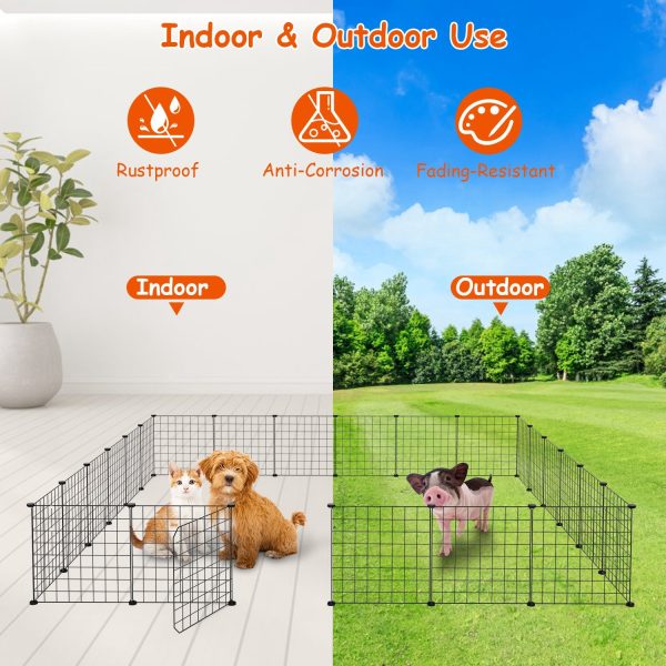 Modular Small-Animal Playpen w/ Door — Metal Wire, Indoor/Outdoor (42″ Sq., 28″ H) - Image 6