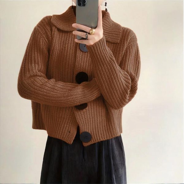 Plus-Size Ribbed Cardigan — Single-Breasted, Long Sleeve (0XL–3XL)