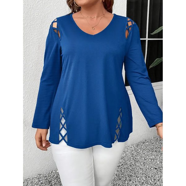 Curvy Criss-Cross V-Neck Tunic — Long Sleeve, Soft Stretch (1X–5X) - Image 5
