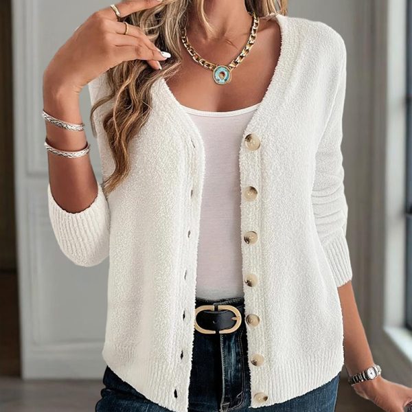 V-Neck Button-Front Knit Cardigan — Soft Stretch Layer for Spring & Fall (S–XL) - Image 7