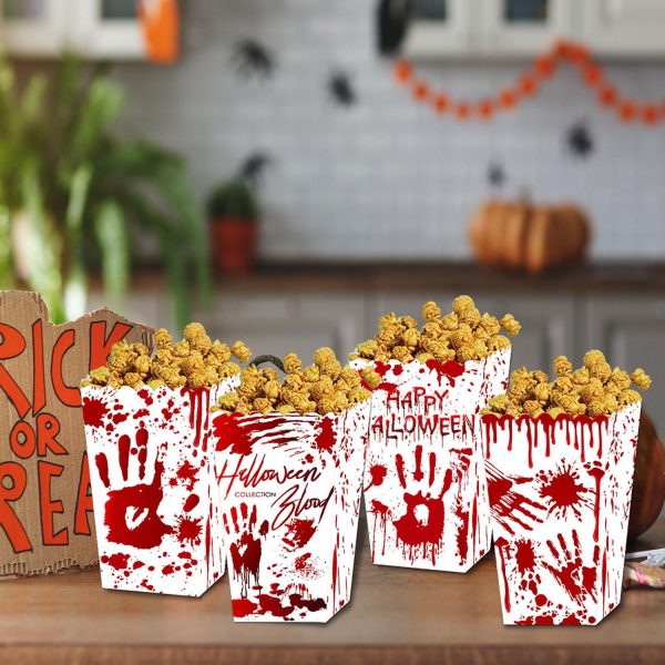 Halloween Popcorn Boxes In 3 Designs. Halloween Party Supplies In 3 Styles, 4 Of Each Style, 12 In Total - Image 4