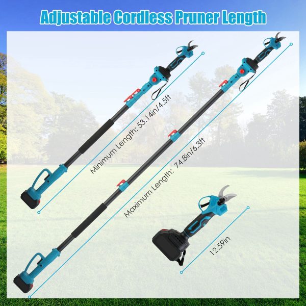 2-in-1 Electric Pruner w/ Telescopic Pole — 21V, 13-ft Reach, 0.98″ Cut (2×4.0Ah) - Image 2