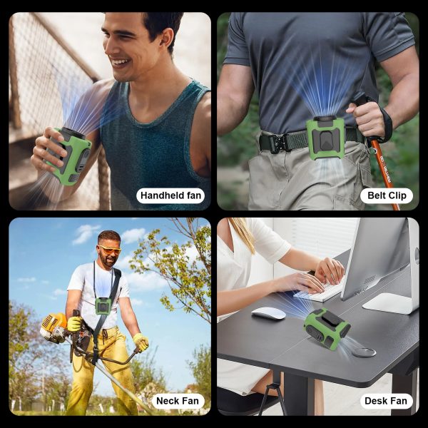 10,000mAh Clip-On Waist Fan — 5-Speed Turbo, Power Bank & LED (Army Green) - Image 9