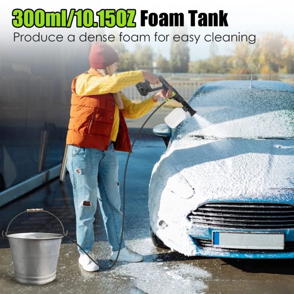 Cordless Pressure Washer — 435 PSI, 6-in-1 Nozzle, Foam Tank, 21 V 15,000 mAh Battery + Carry Case - Image 3