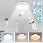 Magnetic Motion-Sensor Ceiling Light — 3-Color, Stepless Dim, USB-C Rechargeable, Remote & Timers (7.1")
