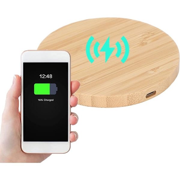Bamboo Dual-Coil Wireless Charger — Portrait/Landscape Stand, Travel-Ready - Image 6