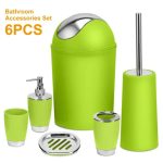 360° Toilet Brush & Holder — Stainless-Steel Handle, Enclosed Drip-Proof Canister (Green)