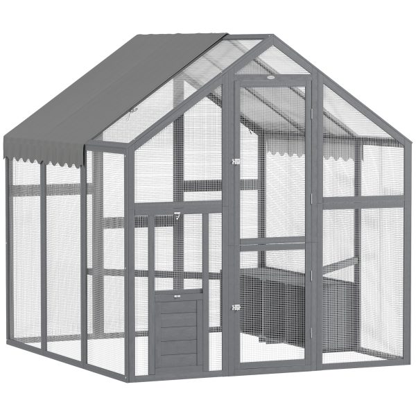 5.5′×6′×6′ Wooden Chicken Run — UV/Waterproof Cover, ½″ Mesh, Fits 6–8 Hens (Gray) - Image 5