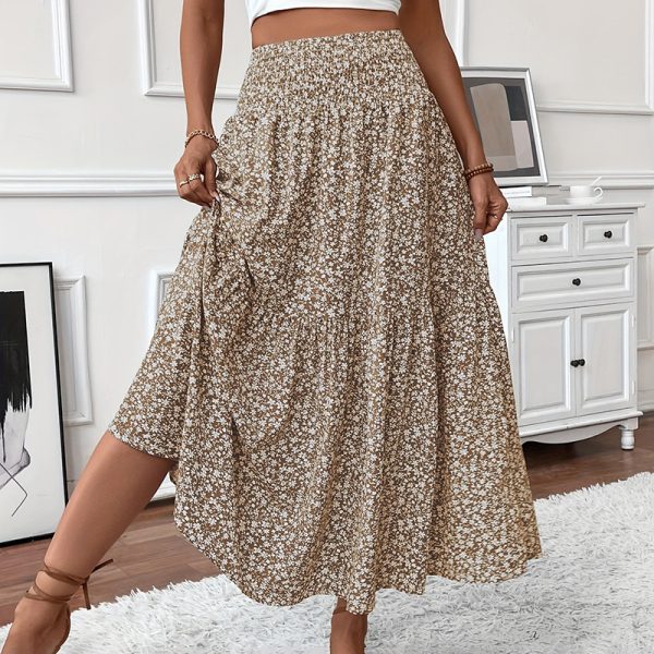 Boho Floral Maxi Skirt — High Stretch Waist, Pleated A-Line Flow