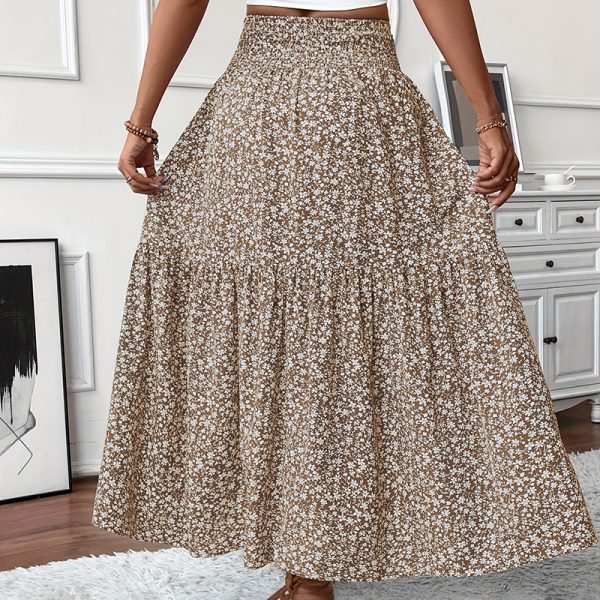 Boho Floral Maxi Skirt — High Stretch Waist, Pleated A-Line Flow - Image 5