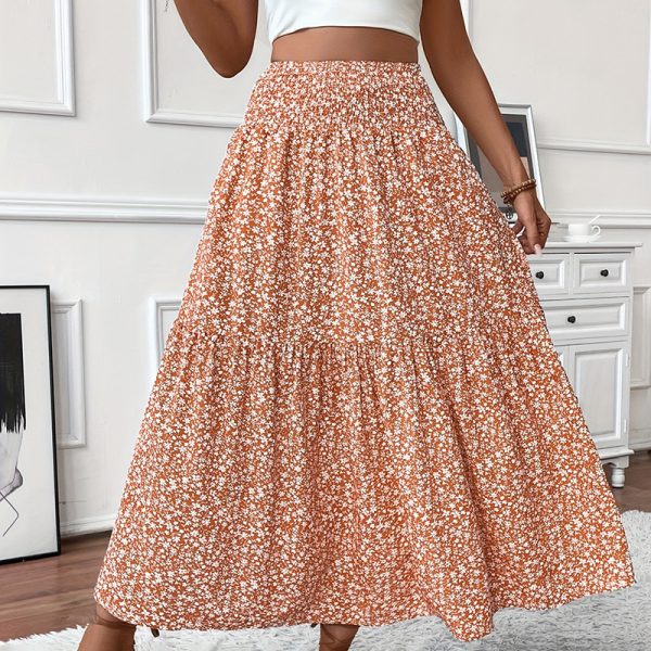 Boho Floral Maxi Skirt — High Stretch Waist, Pleated A-Line Flow - Image 9