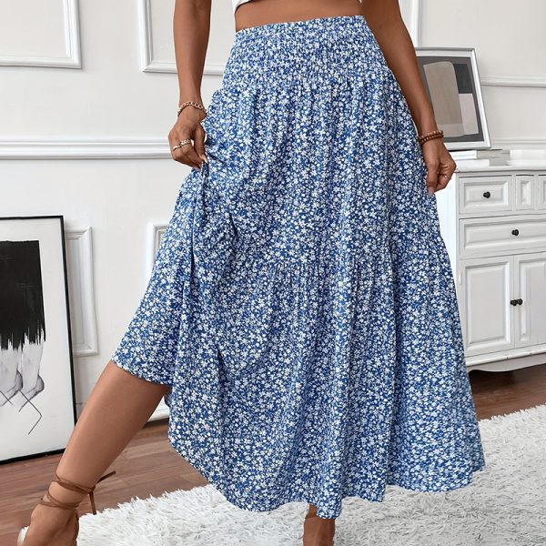 Boho Floral Maxi Skirt — High Stretch Waist, Pleated A-Line Flow - Image 11