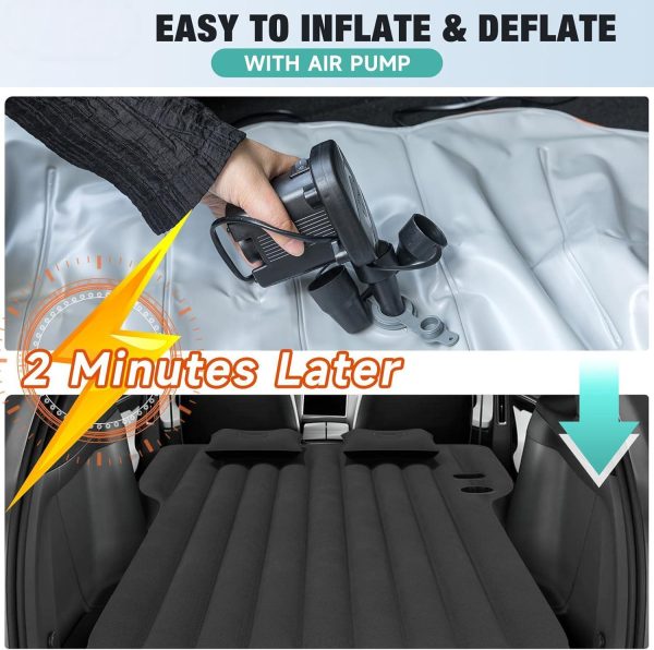 Tesla Model Y Inflatable Camping Mattress — Fits 2020–2023, Cup Holders + Phone Stand, 12V Pump, 2 Pillows, Bag - Image 4