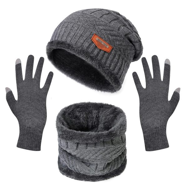 3-Piece Fleece-Lined Winter Knit Set — Beanie, Neck Warmer & Touchscreen Gloves (Unisex) - Image 8