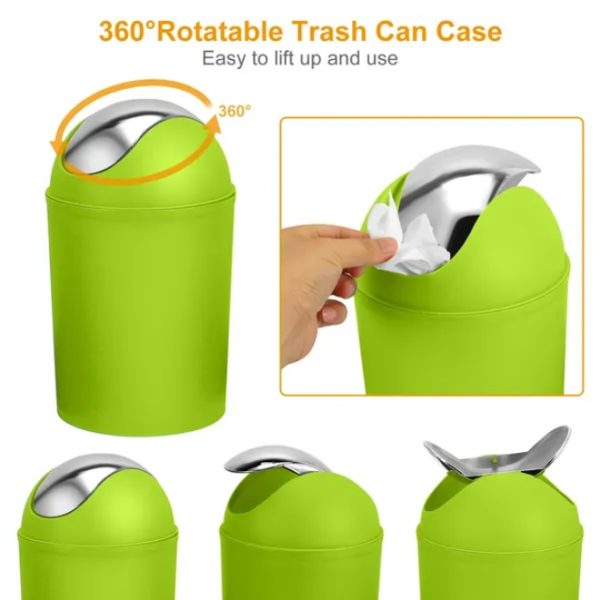 360° Toilet Brush & Holder — Stainless-Steel Handle, Enclosed Drip-Proof Canister (Green) - Image 2