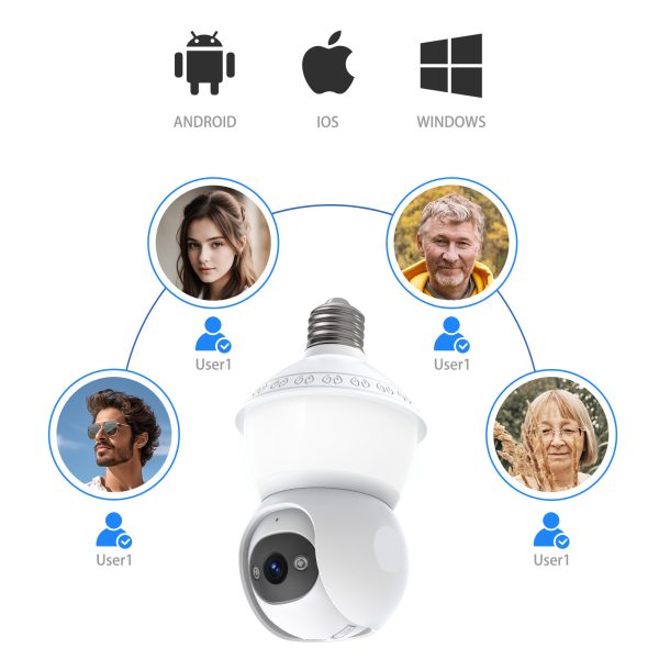 E27 PTZ Bulb Cam — 3MP, Full-Color Night, 350° Pan/90° Tilt, AI Alerts, 2.4G/5G Wi-Fi - Image 5