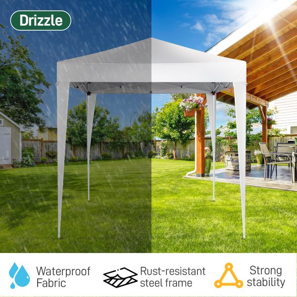 6.5′×6.5′ Pop-Up Canopy — White, UV/Waterproof, 3-Height Legs + Carry Bag - Image 5