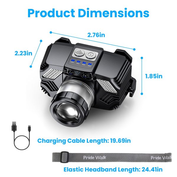 Motion-Sensor LED Headlamp — Zoom Beam, 3 Modes, 45° Tilt, USB-Rechargeable - Image 4