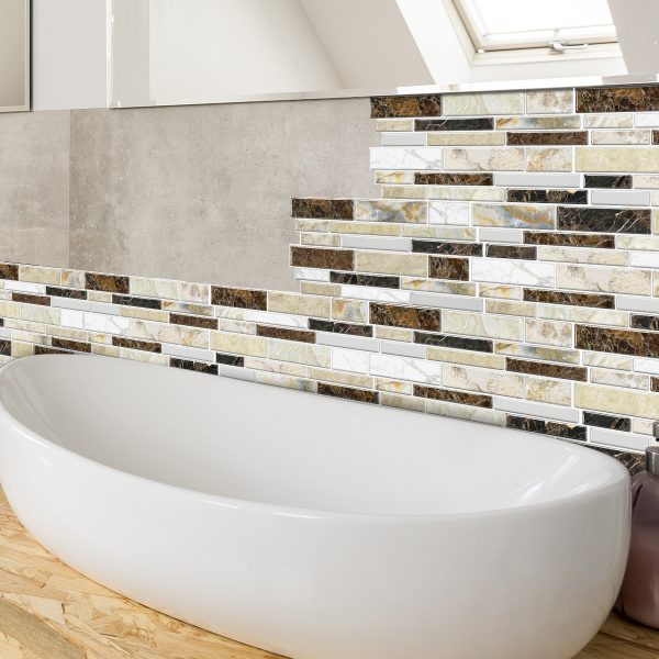 Porcelain-Look Peel & Stick Backsplash — Waterproof PVC Marble Mosaic (24/48-Pack) - Image 2