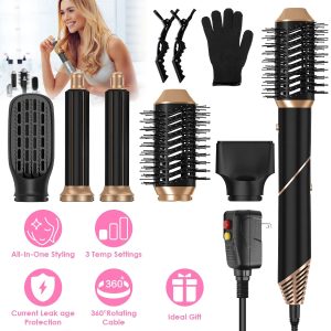 5-in-1 Hot Air Wrap Styler — Dry, Smooth & Curl with Auto Wrap Barrels, 3 Temps, ALCI Safety (GPCT5395)