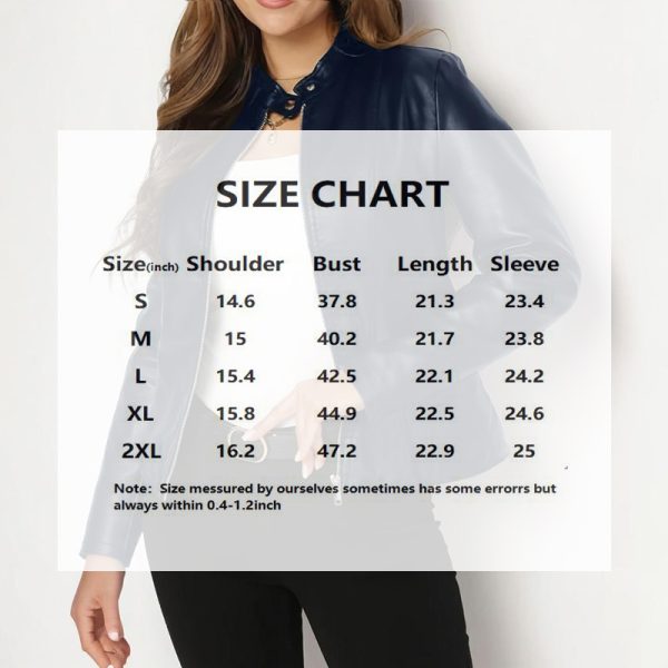 Stand-Collar Faux Leather Blazer — Single Button + Zip Front (Fall/Winter) - Image 10