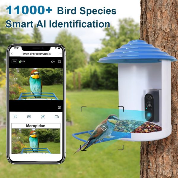 Smart Bird Feeder w/ Solar Camera — 1080P HD, PIR Motion, AI ID (11,000+ species), Night Vision, App Control - Image 5