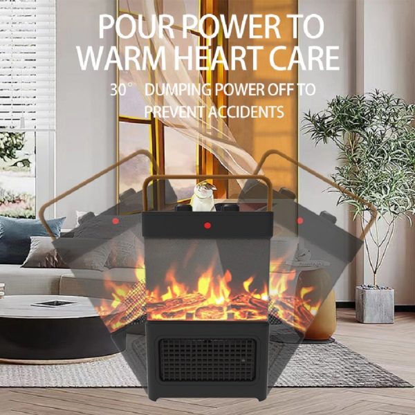 1500W Electric Fireplace Heater — 3D LED Flame, Tip-Over & Overheat Protection, Portable - Image 7