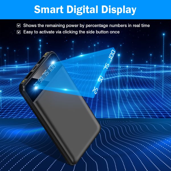 Ultra-Slim 10,000mAh Power Bank — Dual USB, LED Flashlight, Smart Display, Travel-Ready - Image 10