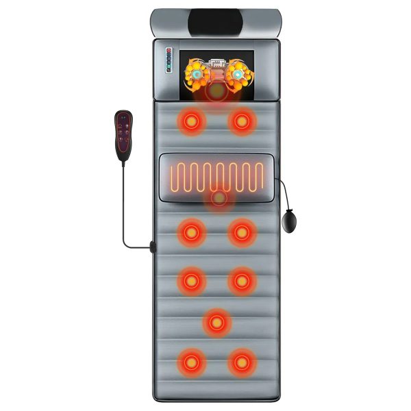 Full-Body Heated Vibration Massage Mat — 10 Motors, Kneading Neck Pillow, 3 Timers, Plush Cushion (GPCT5284) - Image 8