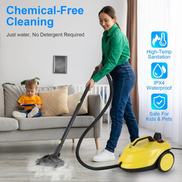 1800W Canister Steam Cleaner — 2L Tank, Up to 5 Bar, Stepless Control, 15 Tools - Image 4