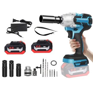 3-in-1 Cordless Impact Wrench / Drill / Driver — 500 N·m Brushless Power, 0–3450 RPM, 2×6.0Ah Batteries, LED, Sockets & Bits