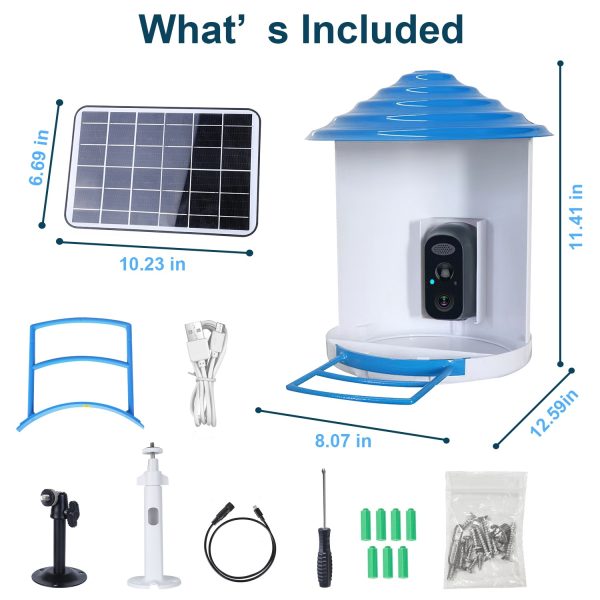 Smart Bird Feeder w/ Solar Camera — 1080P HD, PIR Motion, AI ID (11,000+ species), Night Vision, App Control - Image 9