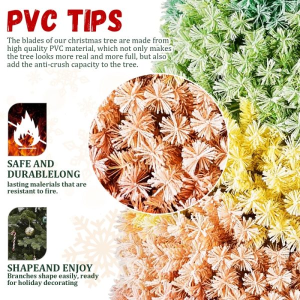 PVC Rainbow Flocking Christmas Tree — Fire-Resistant, Full Branches, Easy to Shape (6ft/7.5ft) - Image 4