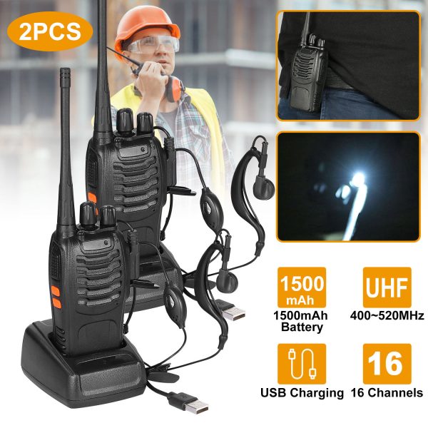 2× Baofeng BF-888S UHF Radios — 16-Channel, Long-Range, VOX, Flashlight (400–470 MHz) - Image 2