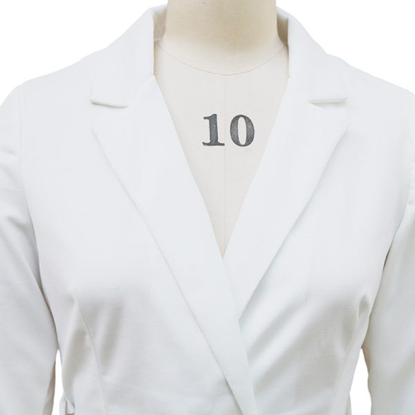 Belted Blazer V-Neck Midi Dress — Slim Fit, Hem Slit, Spring/Fall - Image 2