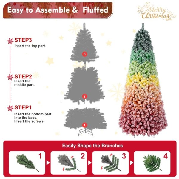 PVC Rainbow Flocking Christmas Tree — Fire-Resistant, Full Branches, Easy to Shape (6ft/7.5ft) - Image 2