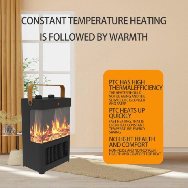 1500W Electric Fireplace Heater — 3D LED Flame, Tip-Over & Overheat Protection, Portable - Image 8