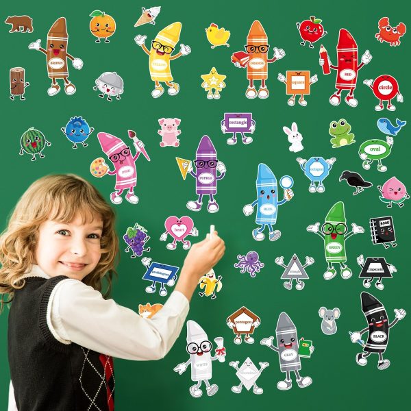 50-Piece Color Classroom Décor Set — Crayons, Animals, Fruits & Shapes + Adhesive Dots - Image 4